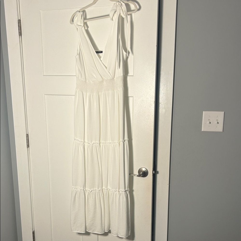 Pretty Garden Chic White Maxi Dress with Tie Straps